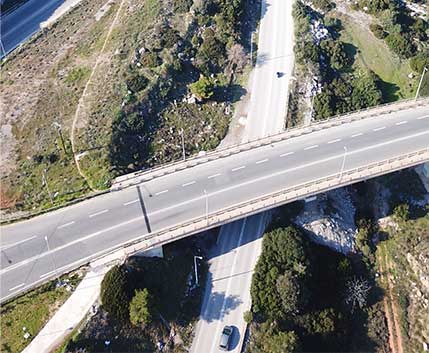 Birds Eye View Of Two Highways Overlapping Eachother